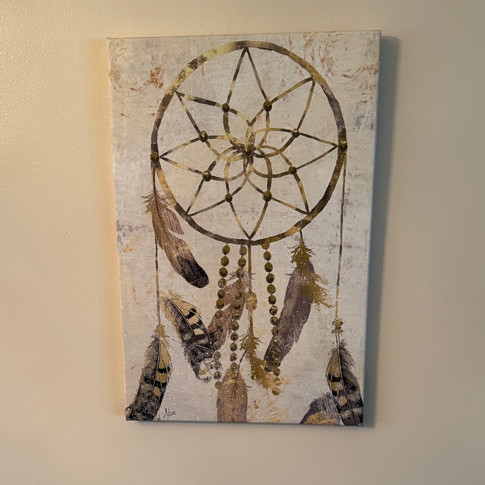 Elegant Gold and Brown Dreamcatcher Canvas Art